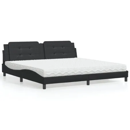 Lit avec matelas Zadar noir 200x200 cm similicuir