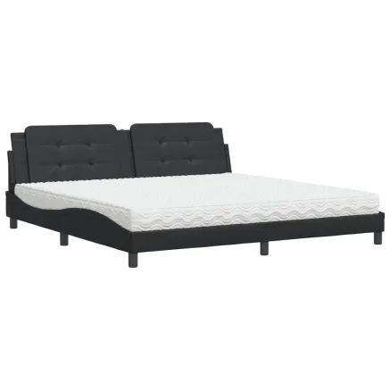 Lit avec matelas Zadar noir 200x200 cm similicuir 2