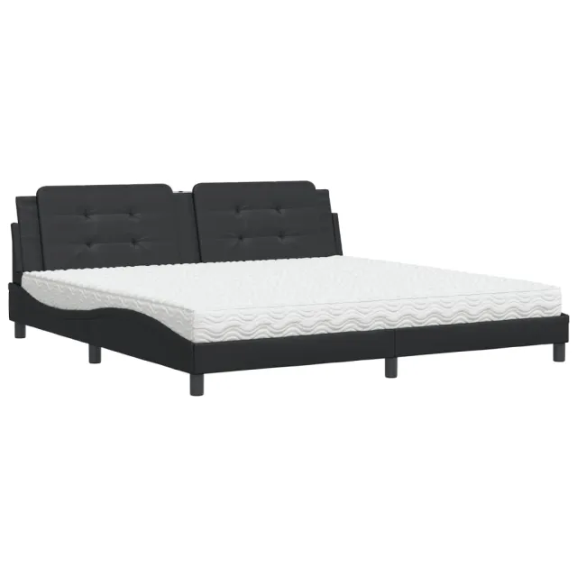 Lit avec matelas Zadar noir 200x200 cm similicuir