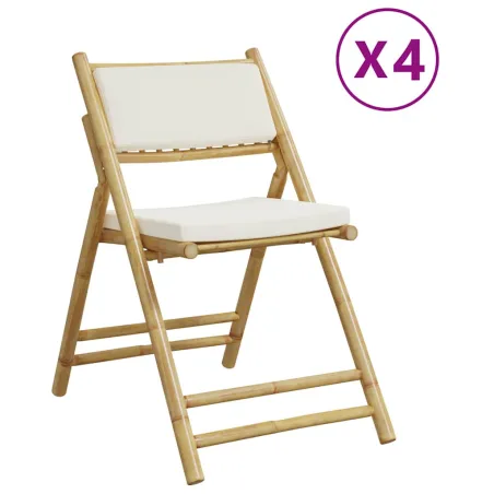 Chaises de bistro pliantes lot de 4 et coussins blanc crème