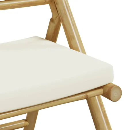 Chaises de bistro pliantes lot de 4 et coussins blanc crème