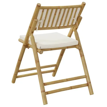 Chaises de bistro pliantes lot de 6 et coussins blanc crème