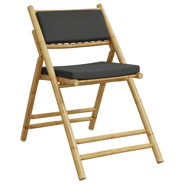 Chaises de bistro pliantes lot de 4 coussins gris foncé bambou