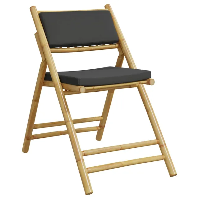 Chaises de bistro pliantes lot de 6 coussins gris foncé bambou