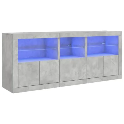 Buffet avec lumières LED gris béton 162x37x67 cm 2