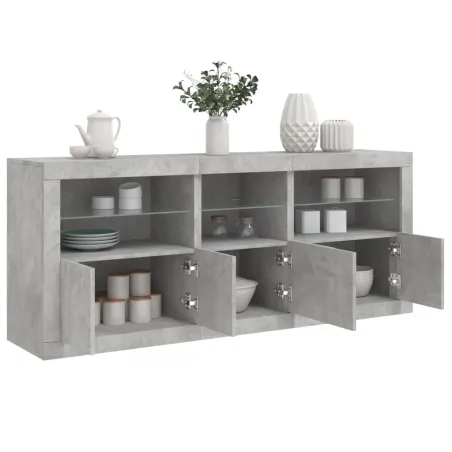 Buffet avec lumières LED gris béton 162x37x67 cm