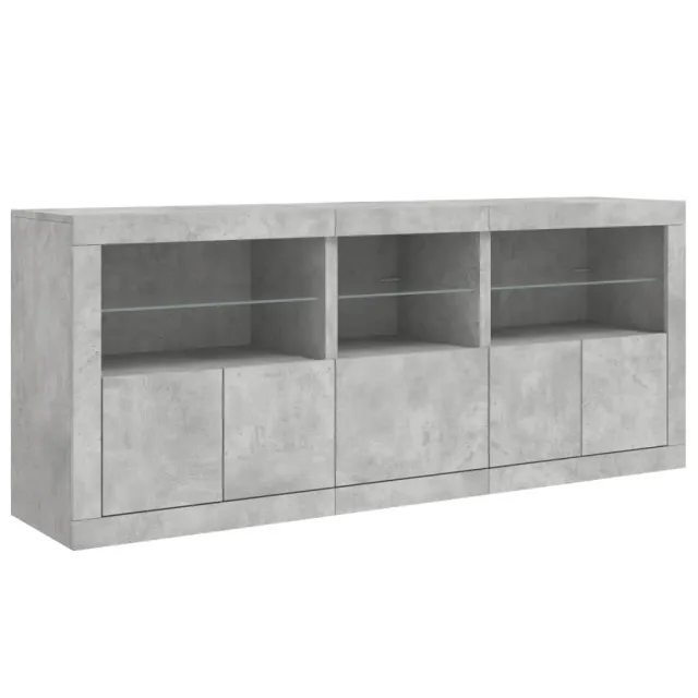 Buffet avec lumières LED gris béton 162x37x67 cm