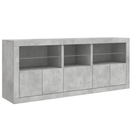 Buffet avec lumières LED gris béton 162x37x67 cm