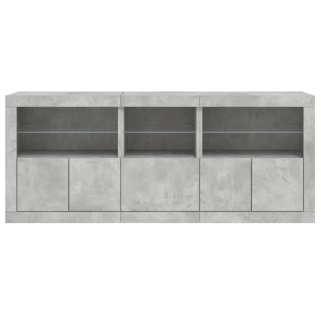 Buffet avec lumières LED gris béton 162x37x67 cm
