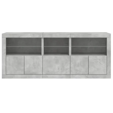 Buffet avec lumières LED gris béton 162x37x67 cm