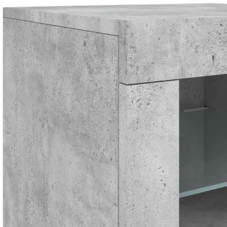 Buffet avec lumières LED gris béton 162x37x67 cm