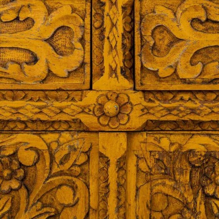 Buffet Alexandra House Living Jaune Fer Bois de manguier 45 x 96 x 147