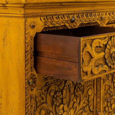 Buffet Alexandra House Living Jaune Fer Bois de manguier 45 x 96 x 147