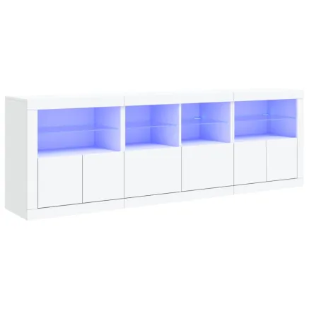 Buffet avec lumières LED blanc 202x37x67 cm 2