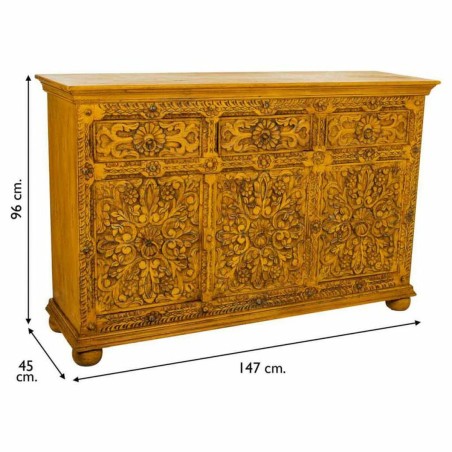 Buffet Alexandra House Living Jaune Fer Bois de manguier 45 x 96 x 147