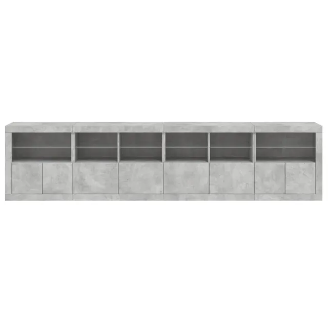 Buffet avec lumières LED gris béton 283x37x67 cm