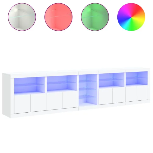 Buffet avec lumières LED blanc 283x37x67 cm