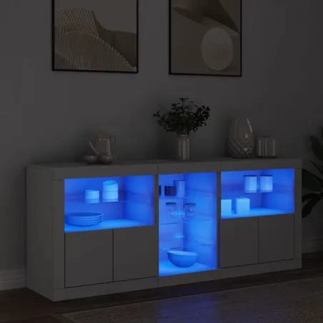 Buffet avec lumières LED blanc 162x37x67 cm