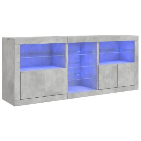 Buffet avec lumières LED gris béton 162x37x67 cm
