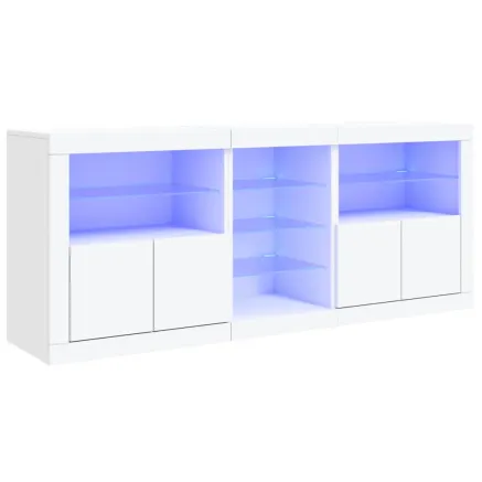 Buffet avec lumières LED blanc 181,5x37x67 cm 2