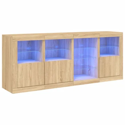 Buffet avec lumières LED chêne sonoma 164x37x67 cm 2