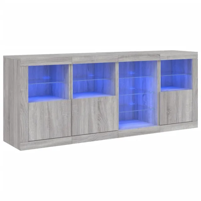 Buffet avec lumières LED sonoma gris 164x37x67 cm