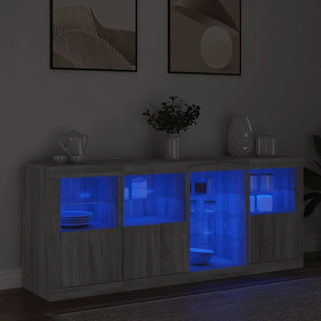 Buffet avec lumières LED sonoma gris 164x37x67 cm