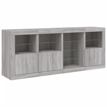 Buffet avec lumières LED sonoma gris 164x37x67 cm
