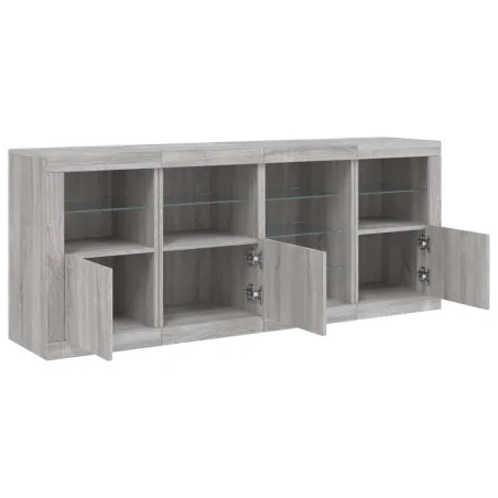 Buffet avec lumières LED sonoma gris 164x37x67 cm