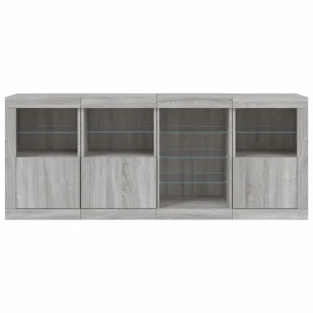 Buffet avec lumières LED sonoma gris 164x37x67 cm