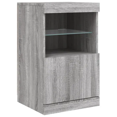 Buffet avec lumières LED sonoma gris 164x37x67 cm