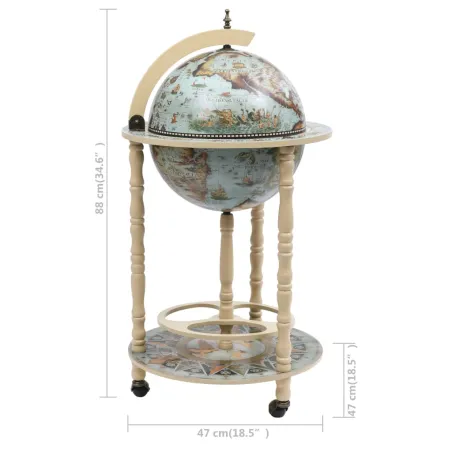 Bar sous forme de globe Bois d'eucalyptus Bleu