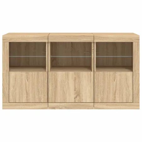 Buffet avec lumières LED chêne sonoma 123x37x67 cm