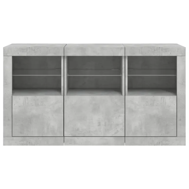 Buffet avec lumières LED gris béton 123x37x67 cm