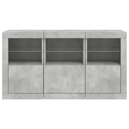 Buffet avec lumières LED gris béton 123x37x67 cm