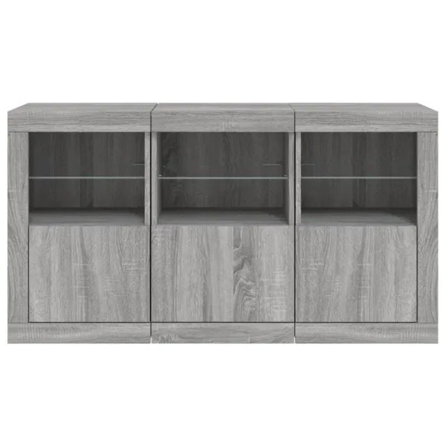 Buffet avec lumières LED sonoma gris 123x37x67 cm