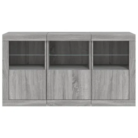 Buffet avec lumières LED sonoma gris 123x37x67 cm