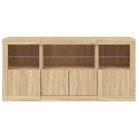 Buffet avec lumières LED chêne sonoma 142,5x37x67 cm