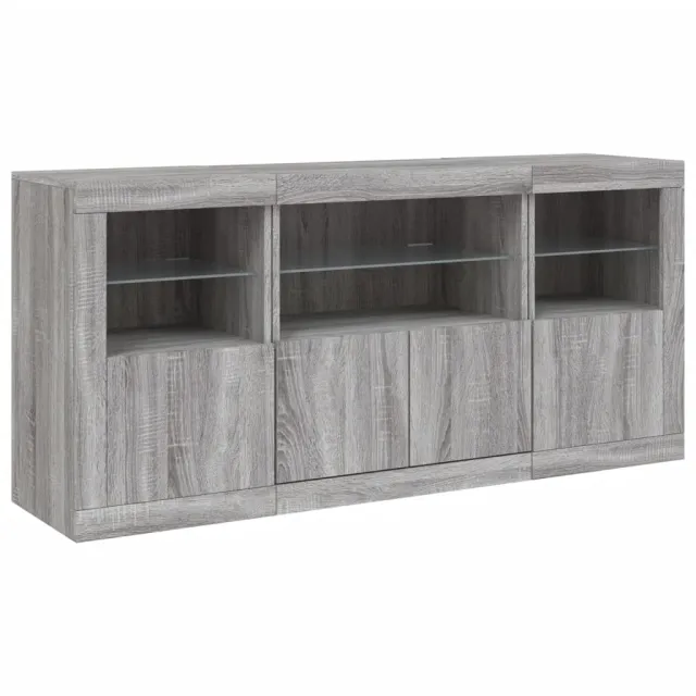 Buffet avec lumières LED sonoma gris 142,5x37x67 cm