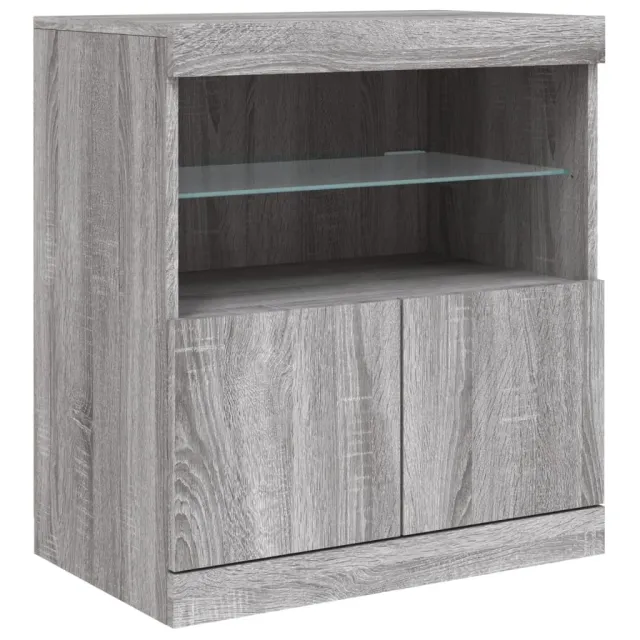 Buffet avec lumières LED sonoma gris 142,5x37x67 cm