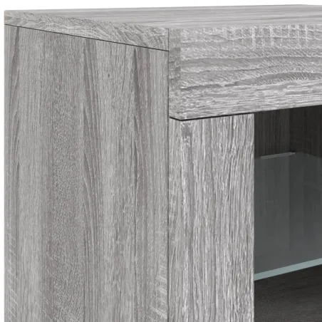 Buffet avec lumières LED sonoma gris 142,5x37x67 cm