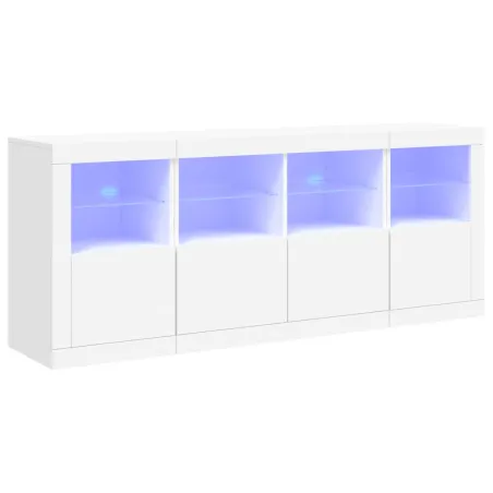 Buffet avec lumières LED blanc 163x37x67 cm