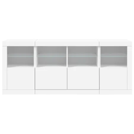 Buffet avec lumières LED blanc 163x37x67 cm
