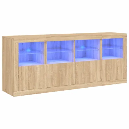 Buffet avec lumières LED chêne sonoma 163x37x67 cm 2