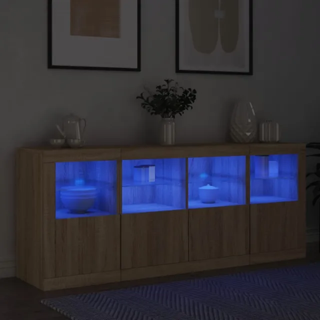 Buffet avec lumières LED chêne sonoma 163x37x67 cm
