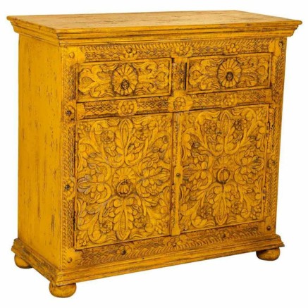Buffet Alexandra House Living Jaune Fer Bois de manguier 40 x 90 x 90