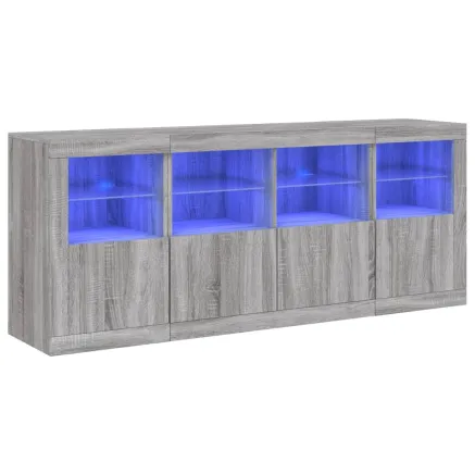 Buffet avec lumières LED sonoma gris 163x37x67 cm 2