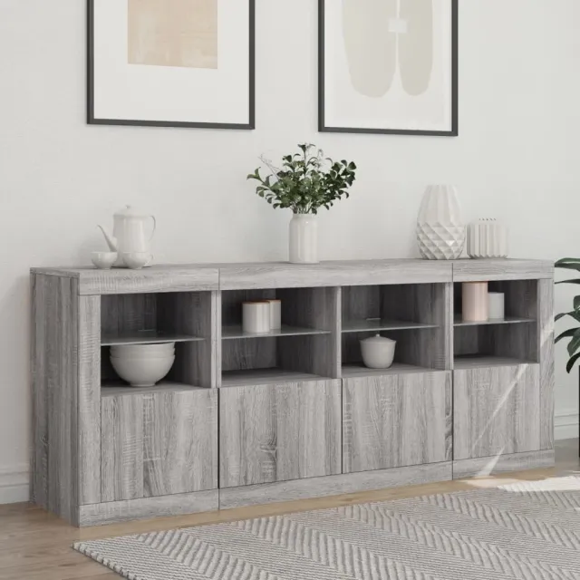 Buffet avec lumières LED sonoma gris 163x37x67 cm