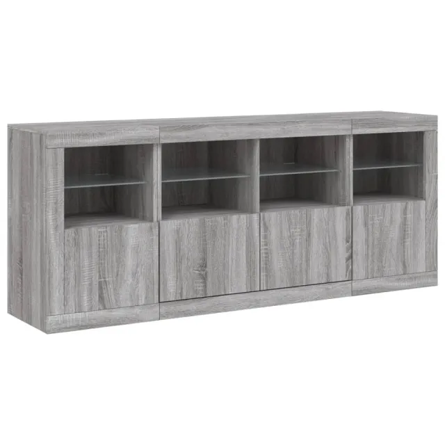 Buffet avec lumières LED sonoma gris 163x37x67 cm