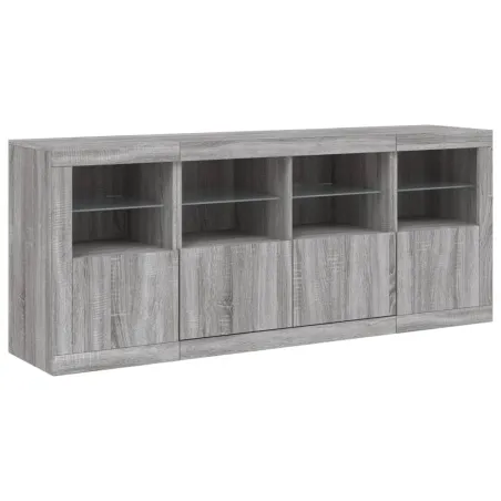 Buffet avec lumières LED sonoma gris 163x37x67 cm